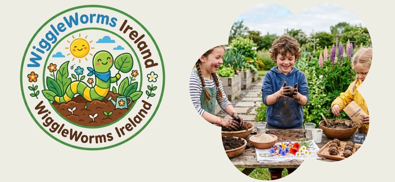 Children making wildflower seed bombs