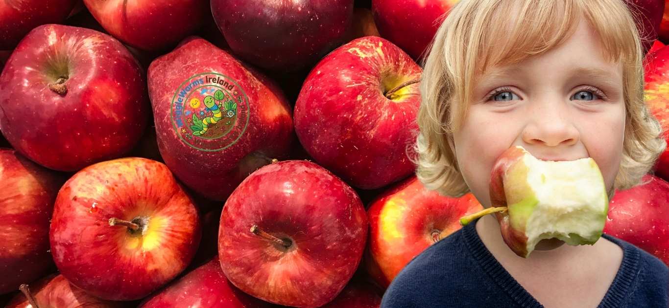 Children tasting different varieties of fresh Irish apples